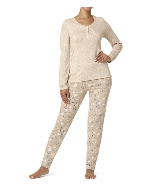 Hue Women's Snowstar Henley Ribbed Pajama Set