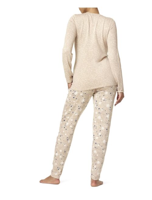 Hue Women's Snowstar Henley Ribbed Pajama Set