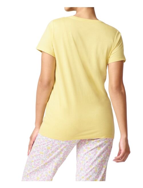 Hue Women's Solid Short Sleeve V-Neck Pajama T-shirt