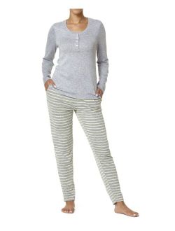 Women's Ribbed Henley Pajama Set