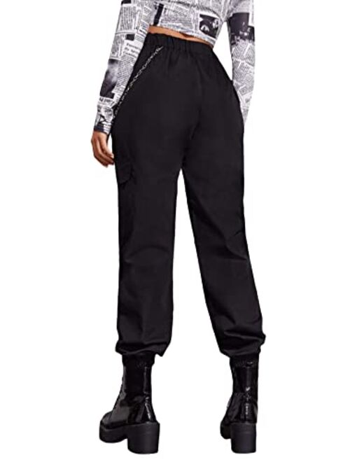 Floerns Women's High Waisted Jogger Pants Solid Outdoor Cargo Pants