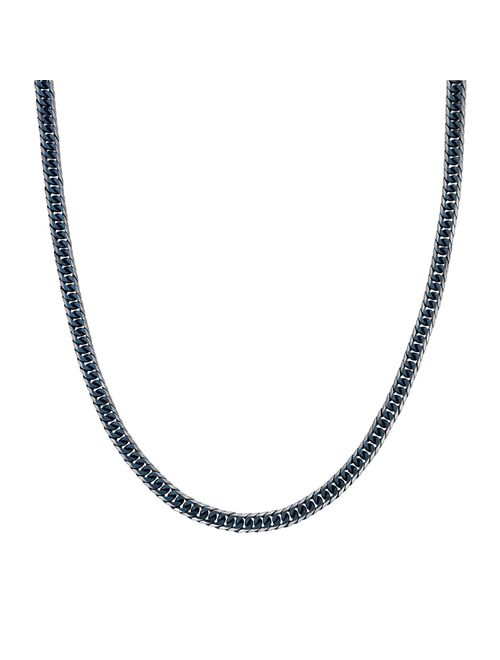 Men's LYNX Blue Ion-Plated Stainless Steel Curb Chain Necklace