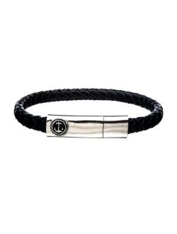 Men's Ion-Plated Stainless Steel Leather Anchor Bracelet
