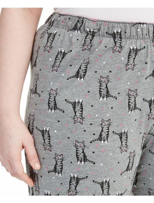 Hue Plus Size Sweet Kitty Temp Tech Capri Pajama Pants