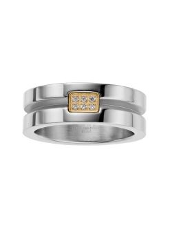 Men's Two Tone Stainless Steel Cubic Zirconia Channel Ring