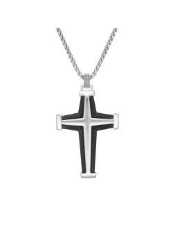 Black Ion-Plated Stainless Steel Cross Pendant Necklace