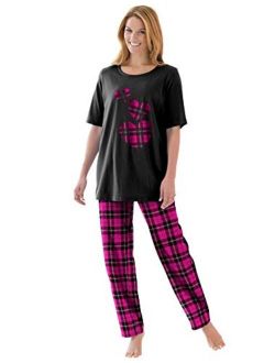 Dreams & Co. Women's Plus Size Graphic Tee Pj Set Pajamas