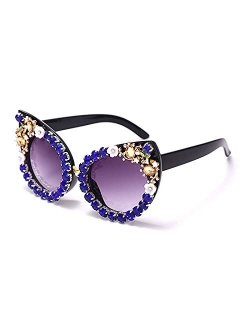 Mincl Oversized Diamond Sunglasses Women Rhinestone Cat Eye Sunglasses Vintage Female Sparkling Party sunglasses Eyewear