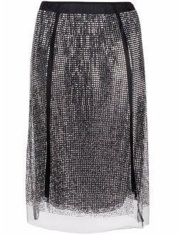 crystal-embellished satin-trim skirt