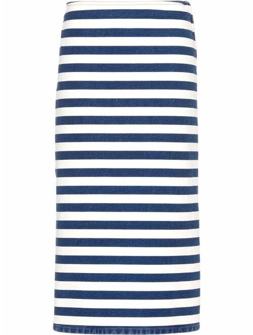 Prada striped denim pencil skirt