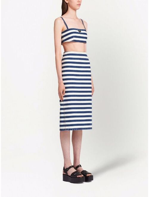 Prada striped denim pencil skirt