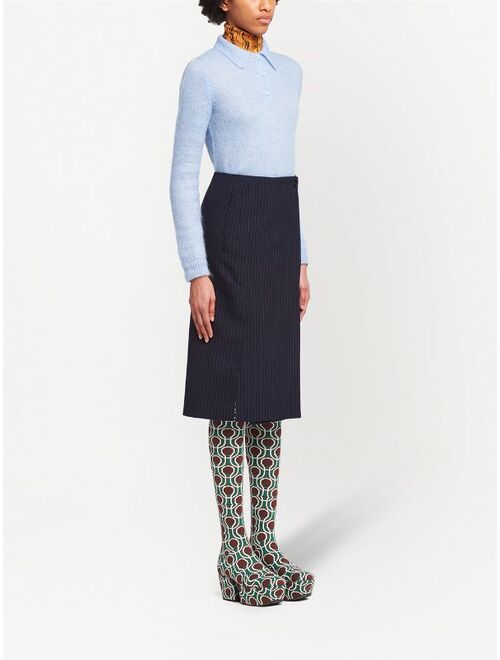 Prada pinstripe wool pencil skirt