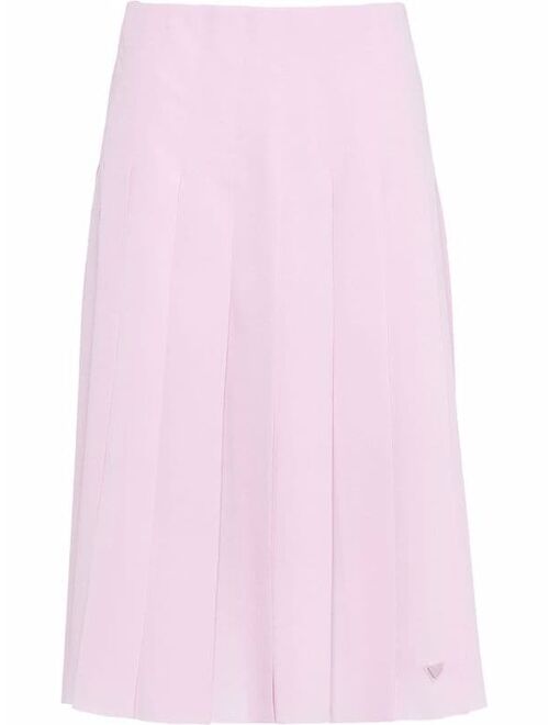 Prada pleated crêpe de Chine midi skirt