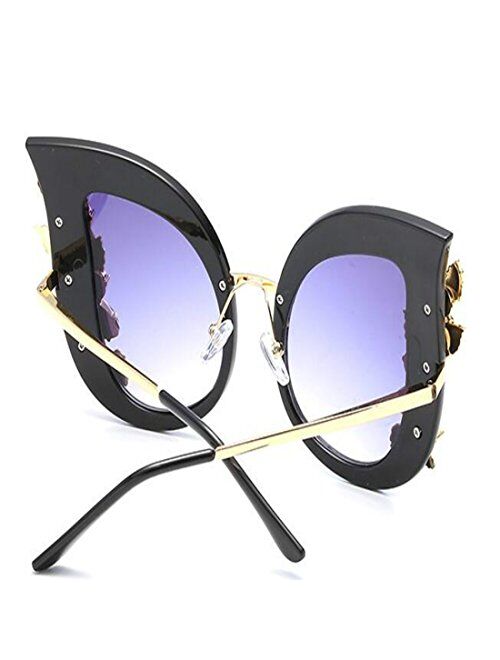 Colygamala Women's Oversize Fashion Female Big Sun Glasses Crystal Diamond Cat Eye Sunglasses With Case