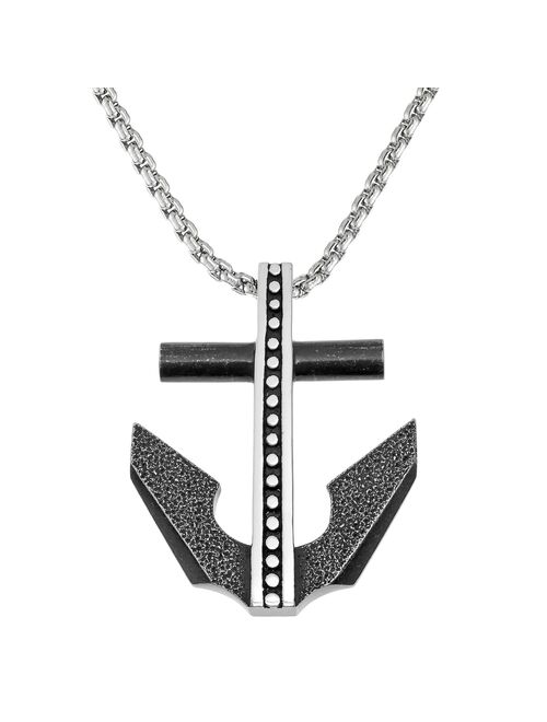 Men's LYNX Two Tone Stainless Steel Anchor Pendant Necklace