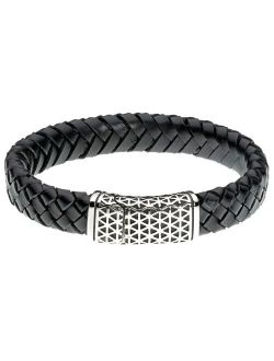 Stainless Steel & Braided Leather Bracelet