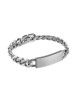 Stainless Steel Curb Chain ID Bracelet - Men