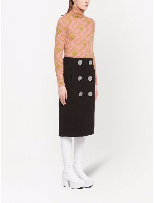 Prada button-detail midi skirt