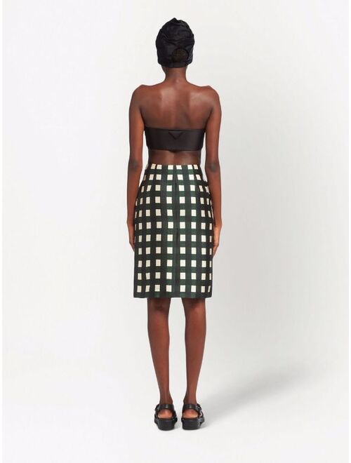 Prada check-print skirt