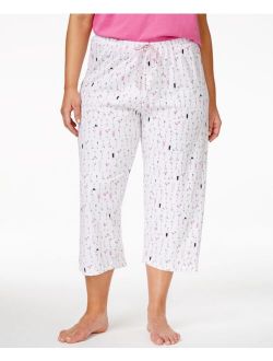 Plus Size Cocktails Print Capri Pajama Pants