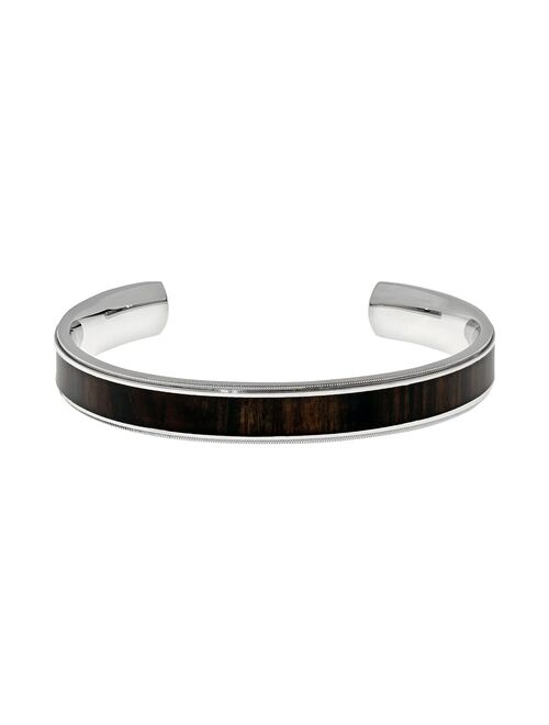 LYNX Stainless Steel Wood Cuff Bracelet - Men