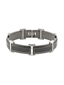 Stainless Steel Black Ion & Carbon Fiber Bracelet - Men