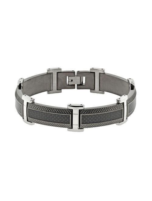 LYNX Stainless Steel Black Ion & Carbon Fiber Bracelet - Men