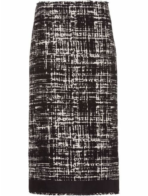 Prada high-rise tweed midi skirt
