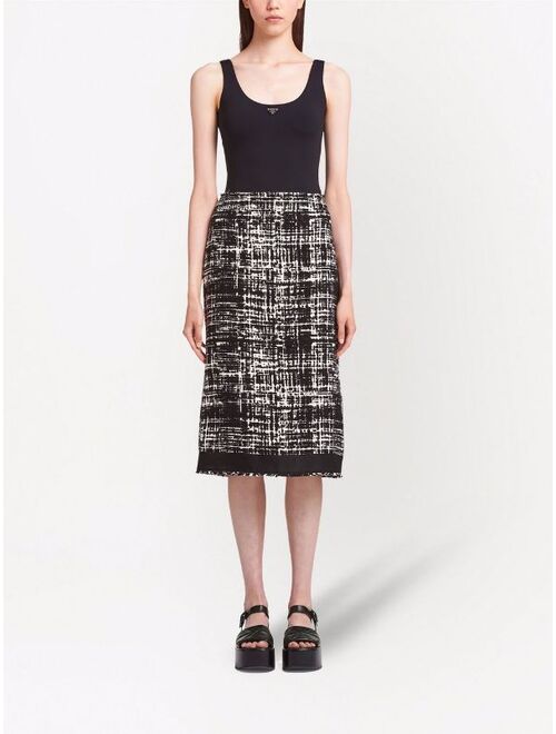 Prada high-rise tweed midi skirt