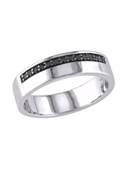 Stella Grace Sterling Silver Black Diamond Men's Ring