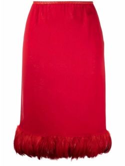 Saint Laurent feather-trimmed pencil skirt