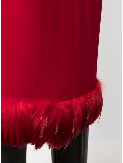 Yves Saint Laurent Saint Laurent feather-trimmed pencil skirt