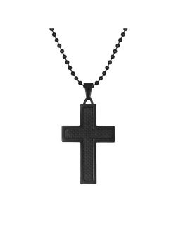 Stainless Steel Black Ion Cross Pendant - Men