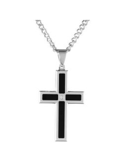 Stainless Steel Black Ion Cross Pendant Necklace