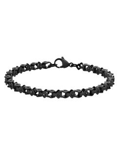 Stainless Steel Square Link Chain Black Ion-Plated Men's Bracelet