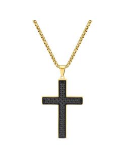 Men's Two-Tone Ion-Plated Stainless Steel Cross Pendant Necklace