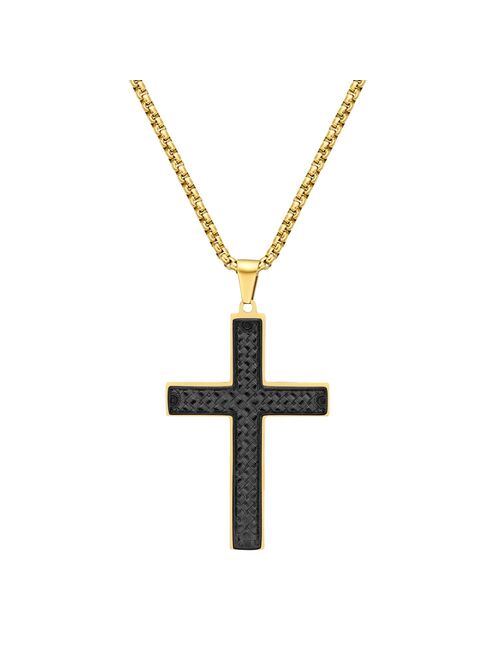 LYNX Men's Two-Tone Ion-Plated Stainless Steel Cross Pendant Necklace