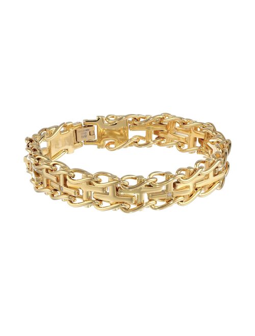 Men's LYNX Gold Tone Stainless Steel Diamond Accent Bracelet