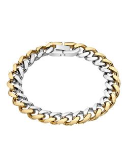 Two-Tone Stainless Steel Curb Chain Bracelet