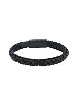 Men's Dark Brown Leather Braided Bracelet
