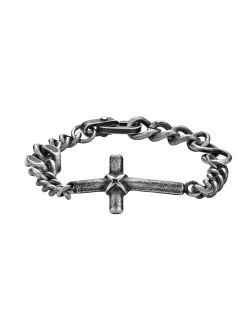 Men's Stainless Steel Horizontal Cross Bracelet