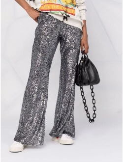 sequin embellished flared trousers