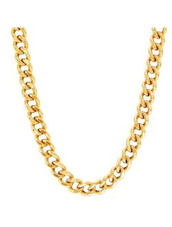 Men's 18k Gold Over Silver 10.3 mm Hollow Curb Link Chain Bracelet