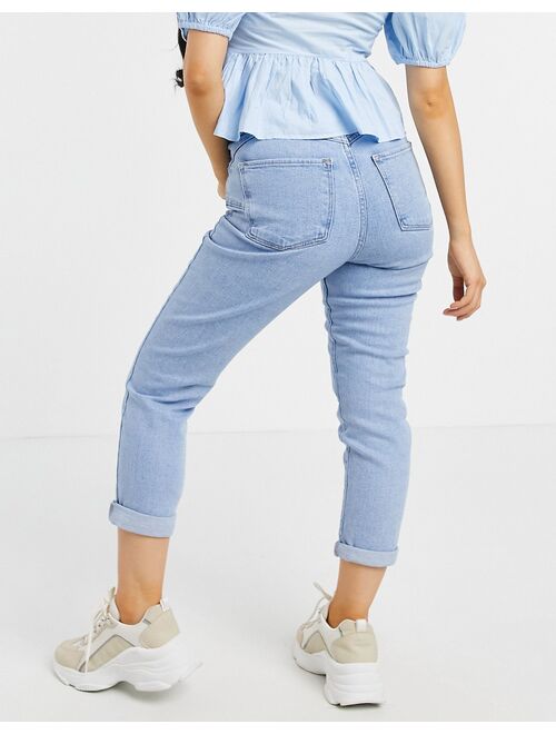 New Look Petite waist enhance mom jean in light blue