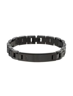 Men's Black Stainless Steel Black Diamond Accent Link Bracelet