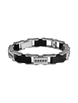 Stainless Steel and Black Immersion-Plated Stainless Steel 1/2-ct. T.W. Black Diamond Bracelet - Men