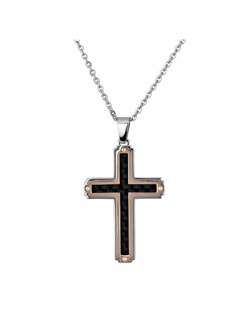 LYNX Two Tone Ion-Plated Stainless Steel Cross Pendant -  Men