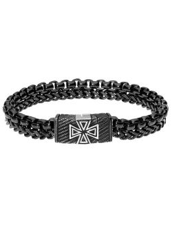 Stainless Steel Textured Maltese Cross Bracelet