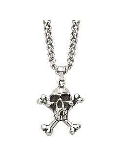 Men's Stainless Steel Skull & Crossbones Pendant Necklace