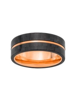 Men's Single Striped Stainless Steel & Carbon Fiber Ring